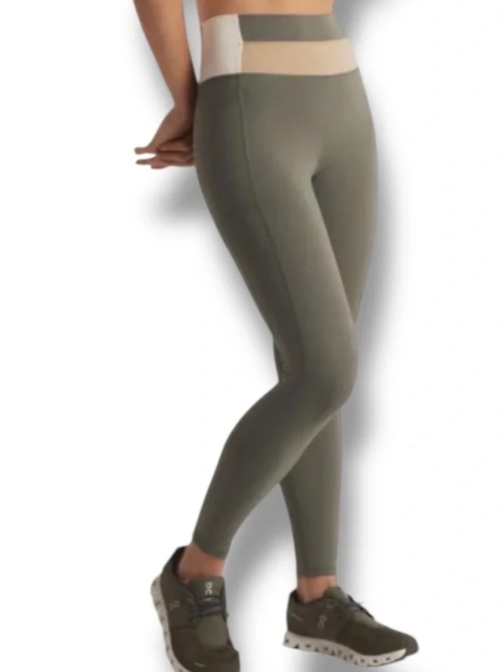 Z Supply Active Colorblock High Rise 7/8 Leggings Small Olive Small